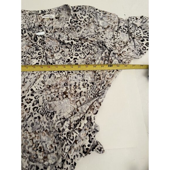 Calvin Klein PLUS 3X Wrap Knit Animal Print 3/4 Sleeve Stretchy Soft Flowy Tunic - Picture 6 of 7